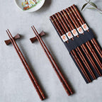 Wooden Chopsticks Set of 5 Pairs with Gold Sakura Design