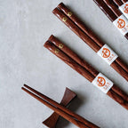Wooden Chopsticks Set of 5 Pairs with Gold Sakura Design
