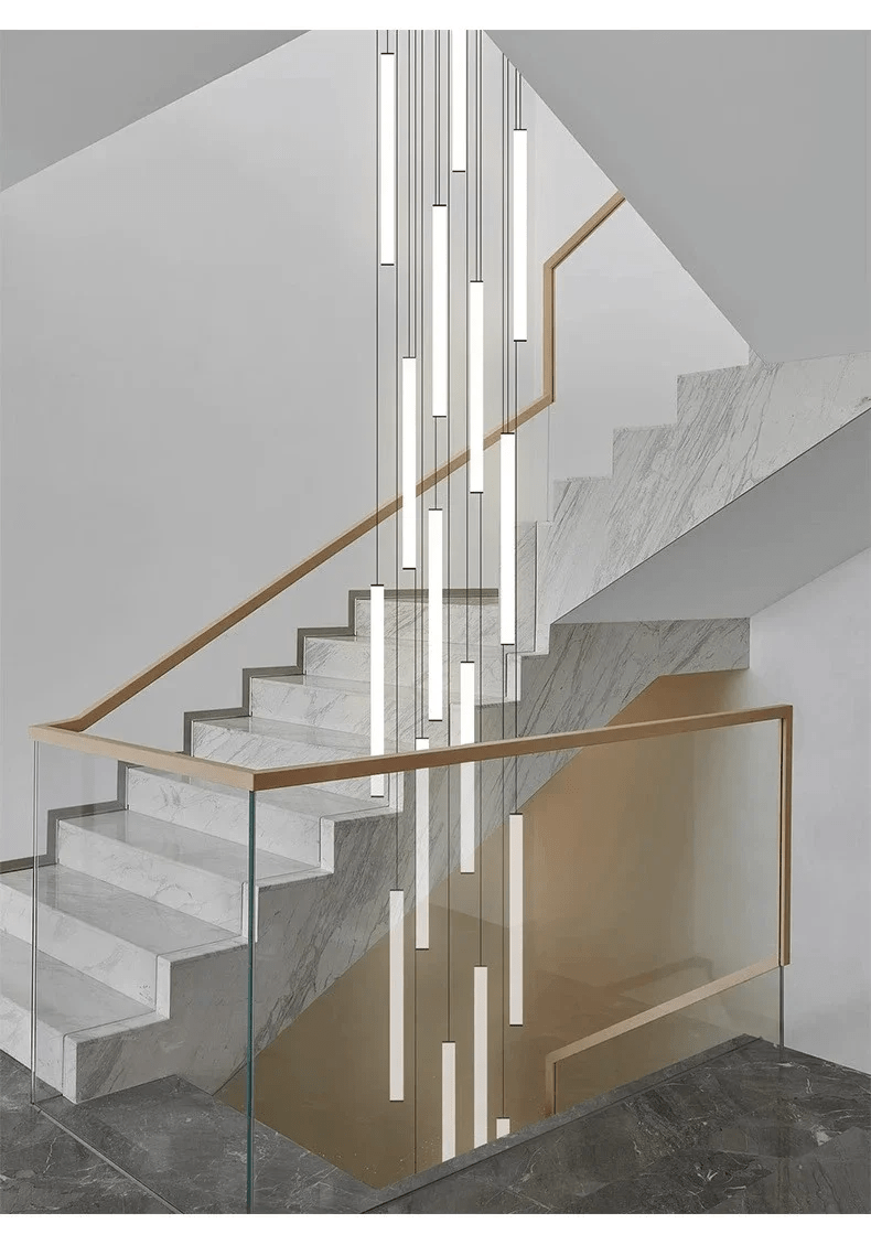 Spiral LED Staircase Pendant for High Ceilings, 120-300cm Drop