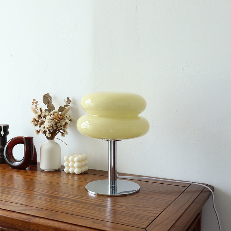 Glass Egg Table Lamp, Dimmable with Rotary Knob, Iron Base