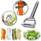 Double-Blade Vegetable Peeler with Julienne Cutter, Stainless Steel