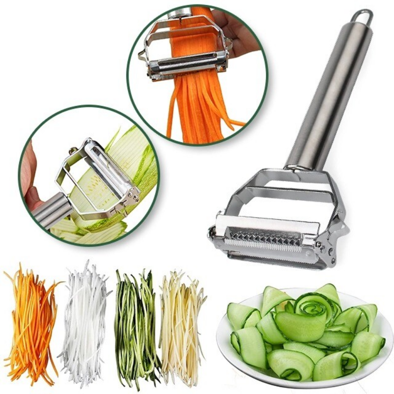 Double-Blade Vegetable Peeler with Julienne Cutter, Stainless Steel