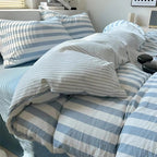 Striped Duvet Cover Set with Fitted Sheet, Four Bed Sizes