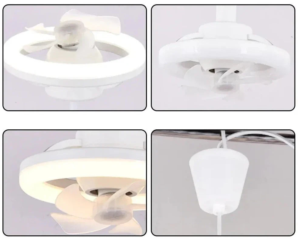 Adjustable Ceiling Fan with Light, 360 Degree Head, E27
