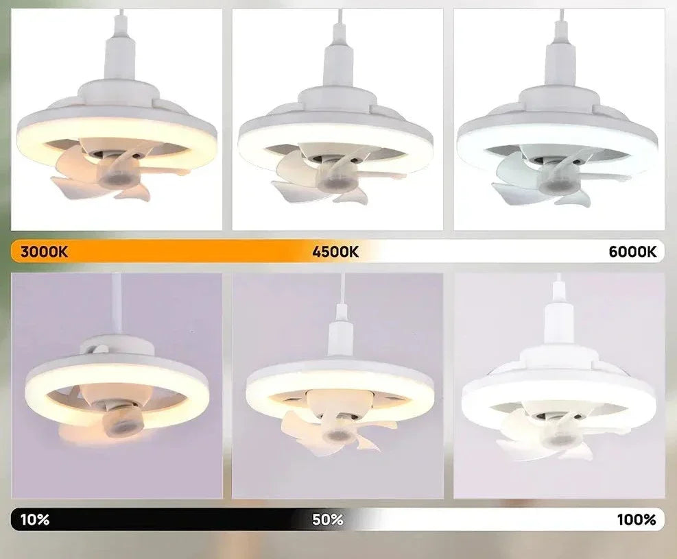 Adjustable Ceiling Fan with Light, 360 Degree Head, E27