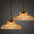 Ribbed Glass Pendant Light in Amber or Clear Glass