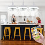Adjustable Ceiling Fan with Light, 360 Degree Head, E27