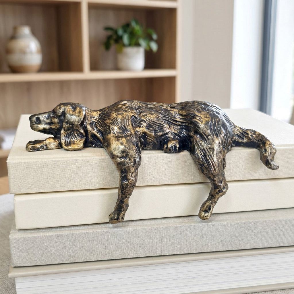 Geometric Iron Dog Sculpture, Minimalist Desk Ornament