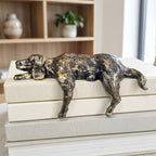 Geometric Iron Dog Sculpture, Minimalist Desk Ornament