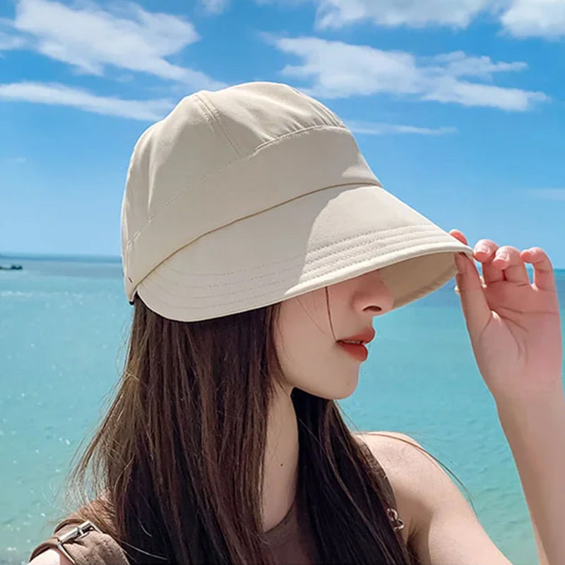Foldable Wide-Brim Sun Hat with Mesh Panel, UV Protection