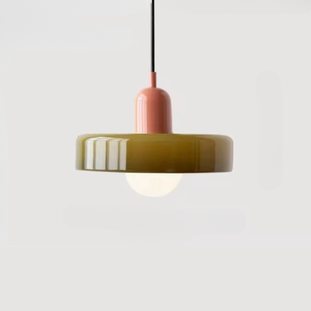 Two-Tone Glass Pendant Light, Bauhaus Style, 12 Colourways