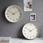 Round Wooden Wall Clock, Silent Quartz Movement, 25 or 30 cm
