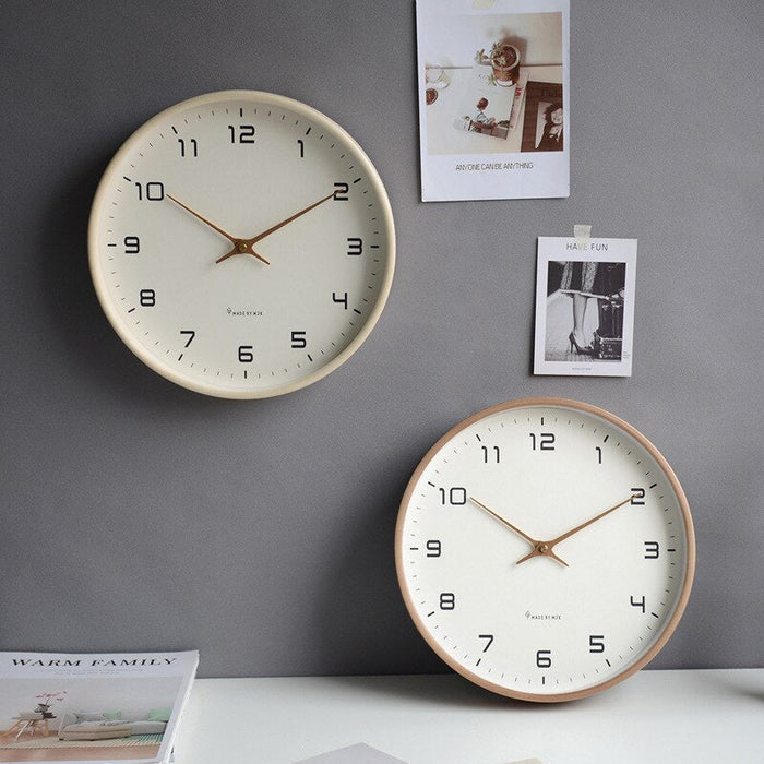 Round Wooden Wall Clock, Silent Quartz Movement, 25 or 30 cm