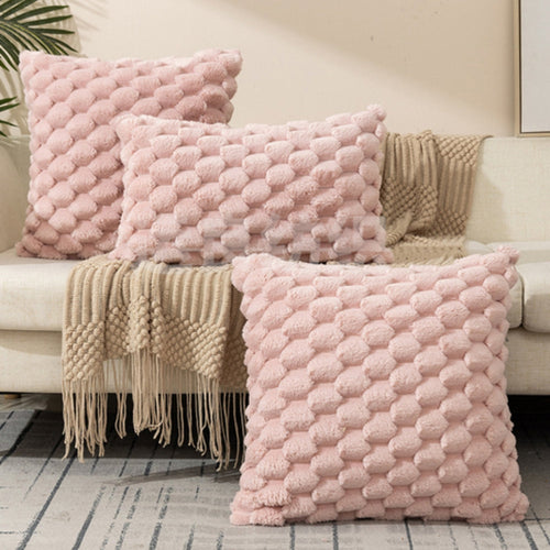 3D Textured Cushion Cover in Cotton Blend with Zip, 11 Colours