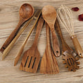 Beech Wood Kitchen Utensil Set of 7, Heat Resistant