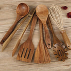 Beech Wood Kitchen Utensil Set of 7, Heat Resistant