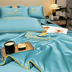 Cooling Ice Silk Duvet Cover Set, Breathable 3D Weave