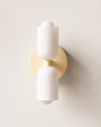 Twin Glass Shade Wall Light, E27, Six Colours, Plug-In or Wired