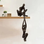 Balancing Couple Sculpture in Resin, Black or Bronze, 20.5cm