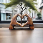 Handmade Wooden Heart Ornament, Carved Love Symbol Decor