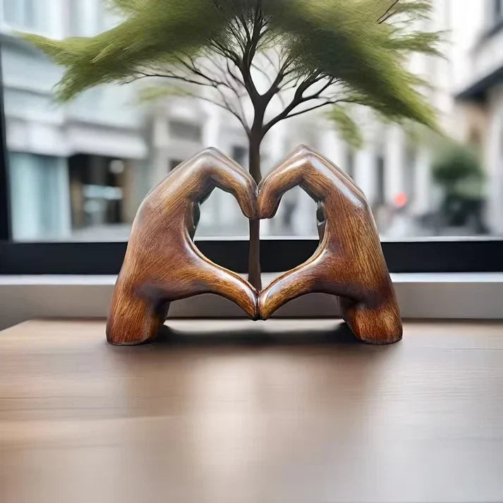 Handmade Wooden Heart Ornament, Carved Love Symbol Decor