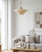 Opal White Glass Pendant Light with Brushed Brass, E27