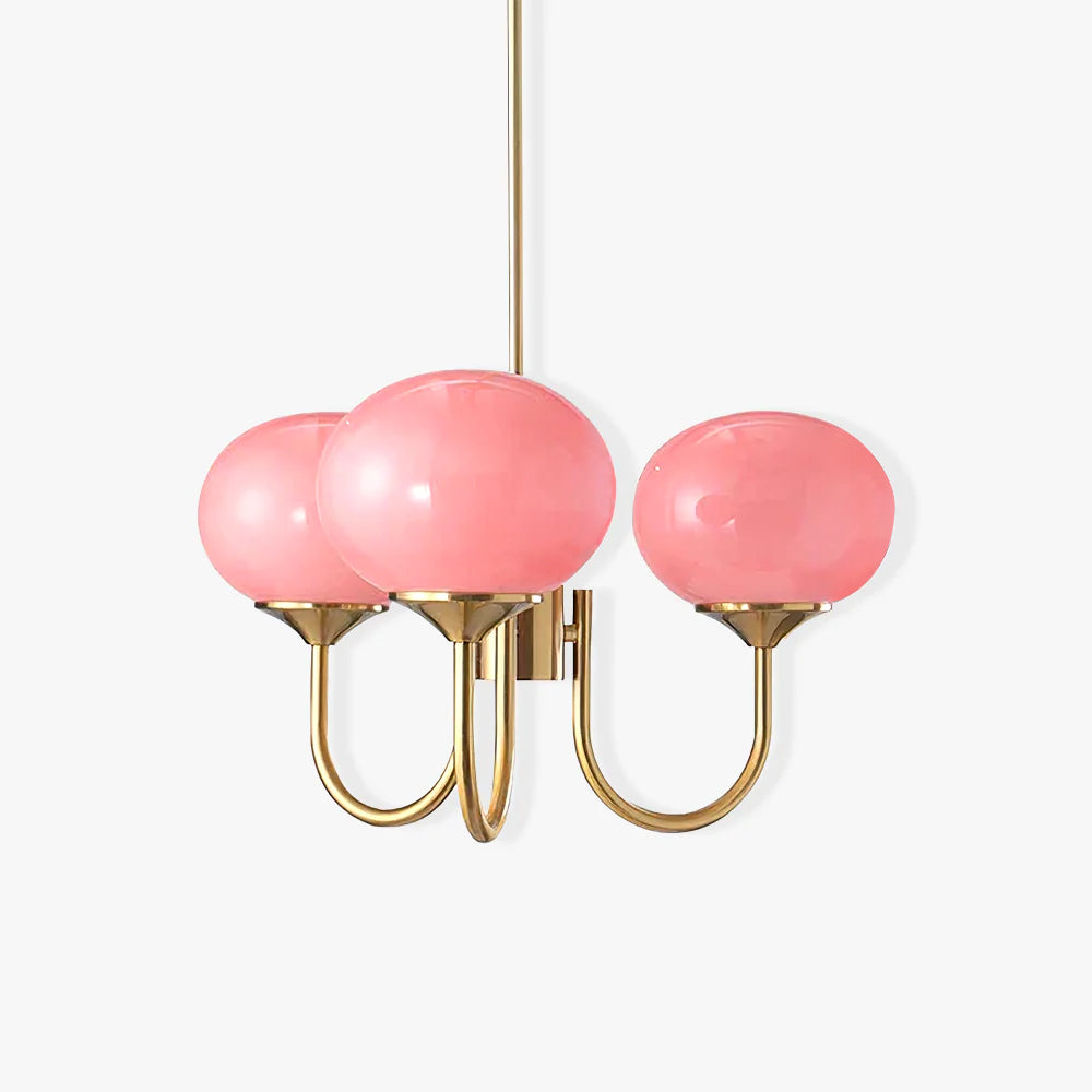 Glass Globe Chandelier with 3 or 5 Lights, Copper or Chrome Frame