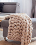Hand-Knitted Chunky Chenille Throw Blanket