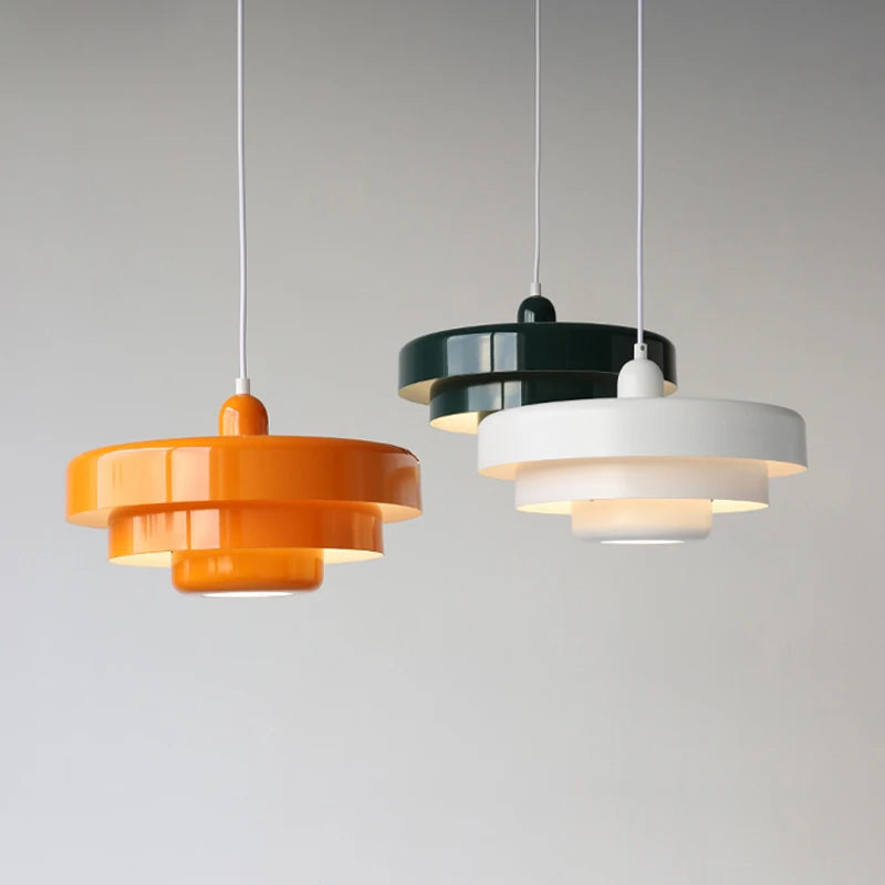Layered Metal Pendant Light, Bauhaus Style, Five Colours