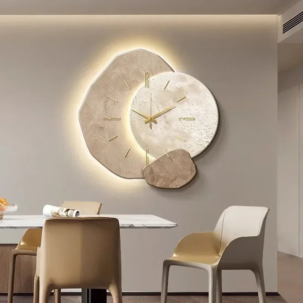 Wooden Wall Clock with LED Backlight, Silent Quartz