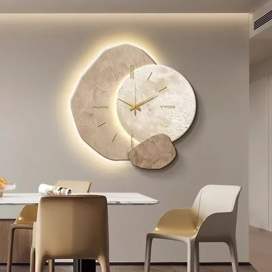 Wooden Wall Clock with LED Backlight, Silent Quartz
