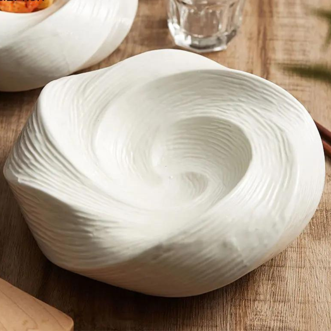Ceramic Swirl Pattern Serving Bowl, Dishwasher Safe