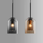 Double Glass Globe Pendant Light, Clear Glass, Nordic Style