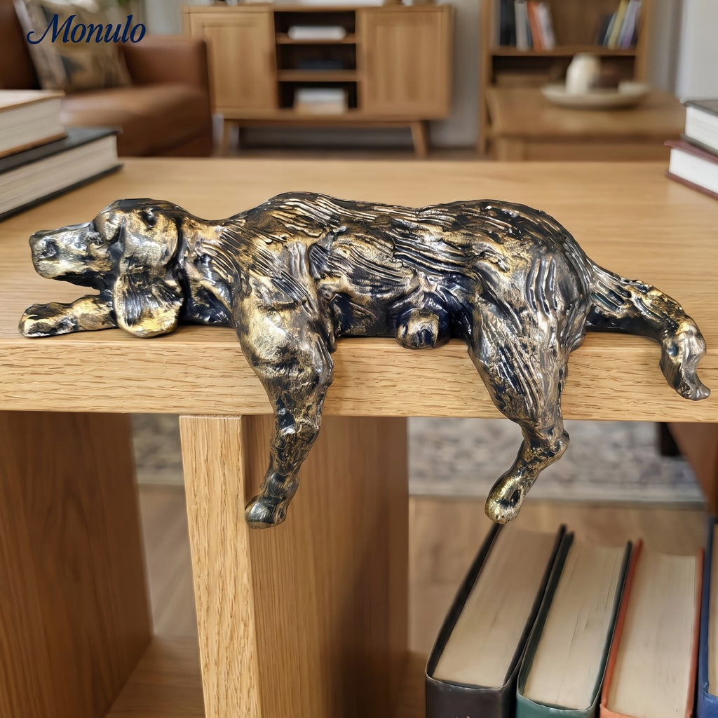 Geometric Iron Dog Sculpture, Minimalist Desk Ornament
