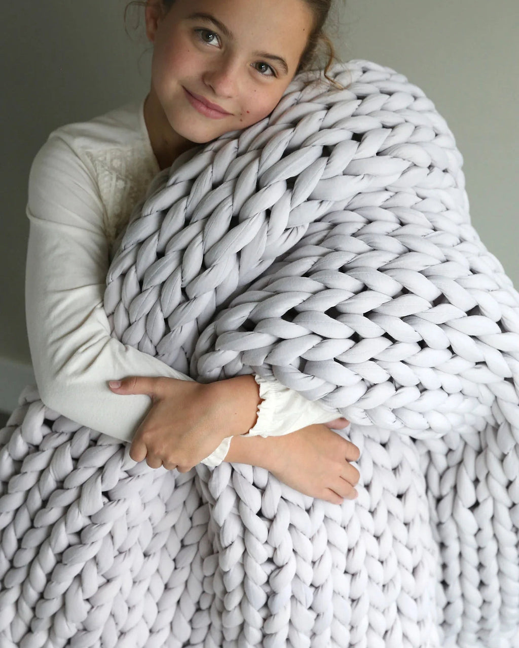 Hand-Knitted Chunky Chenille Throw Blanket