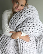 Hand-Knitted Chunky Chenille Throw Blanket