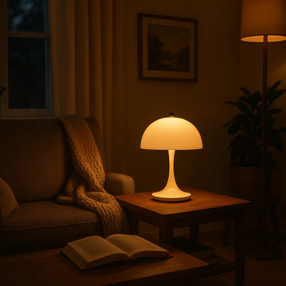 Cordless Rechargeable LED Table Lamp in Metal and Glass