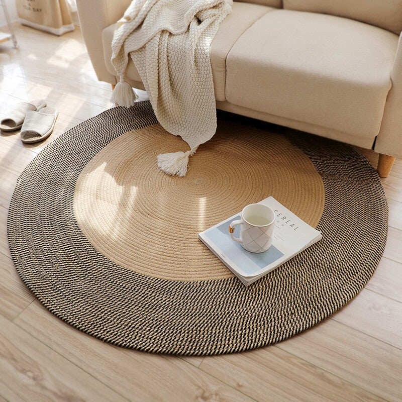 Round Braided Jute Rug, Reversible, 45 to 120cm