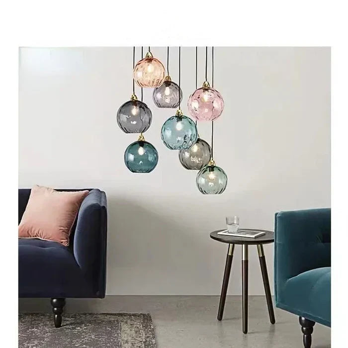 Glass Globe Pendant Light with Coloured Shade, E27