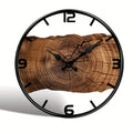 Round Carved Wood-Effect Wall Clock with Silent Movement
