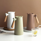 Insulated 1 Litre Carafe with Wooden Handle, Double Walled