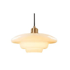 Round Glass Pendant Light with Gold Detail, Adjustable Drop