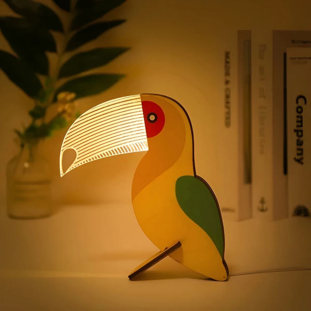 Wooden Animal LED Table Lamp, Scandi Night Light