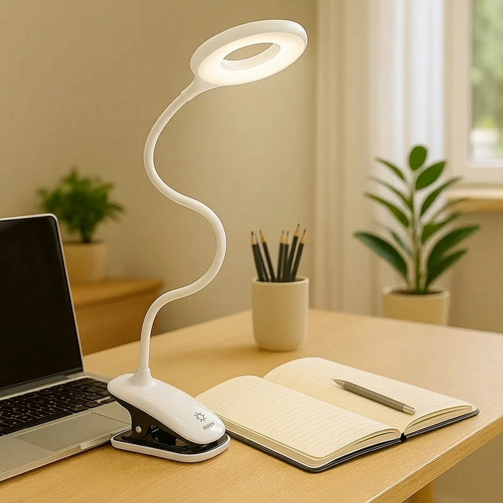 Rechargeable Clip-On Reading Light with Flexible Neck