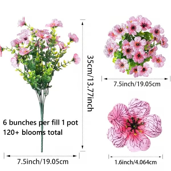 UV-Resistant Artificial Flowers for Indoors and Out, 120-480 Pcs