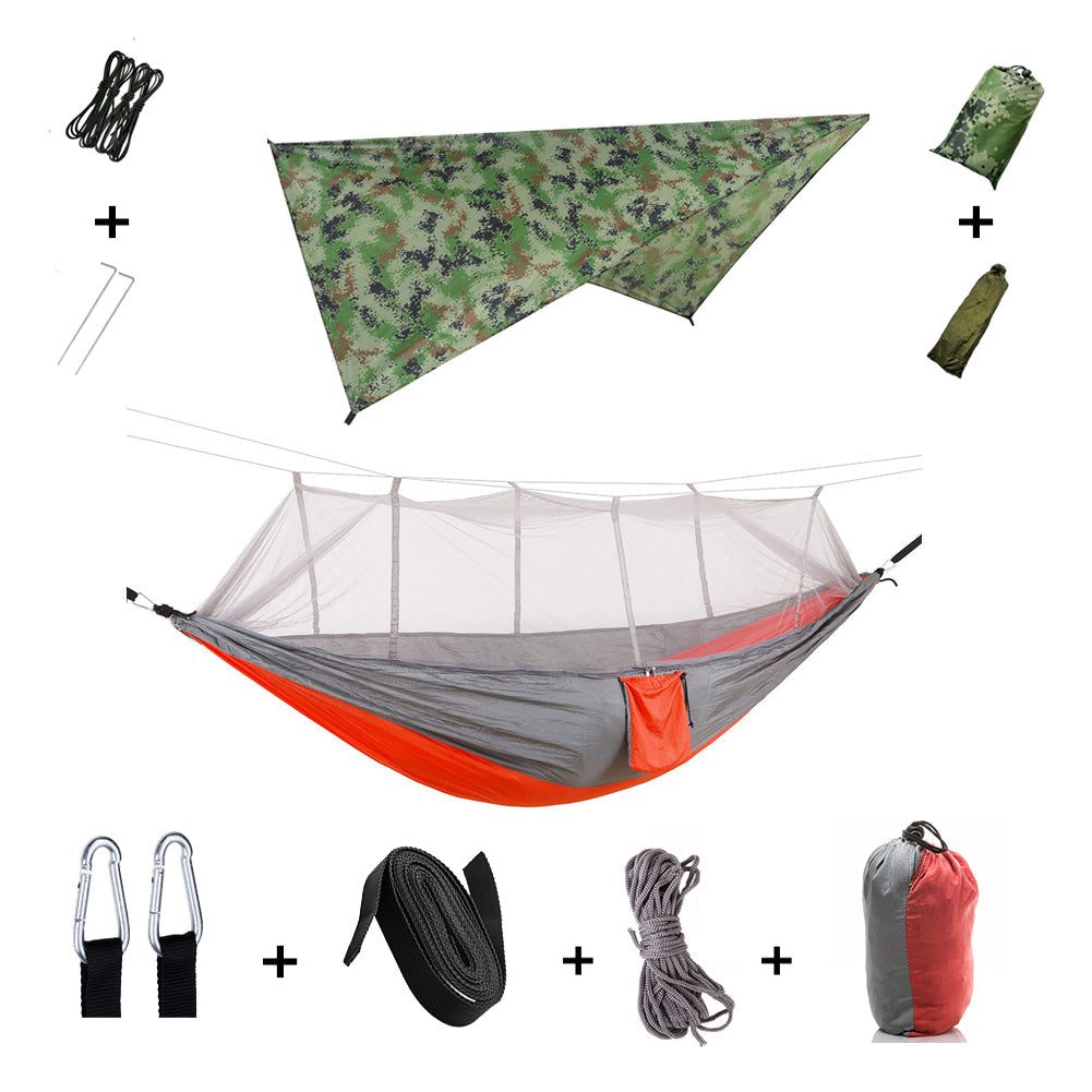 Two-Person Camping Hammock with Rain Fly and Mosquito Net