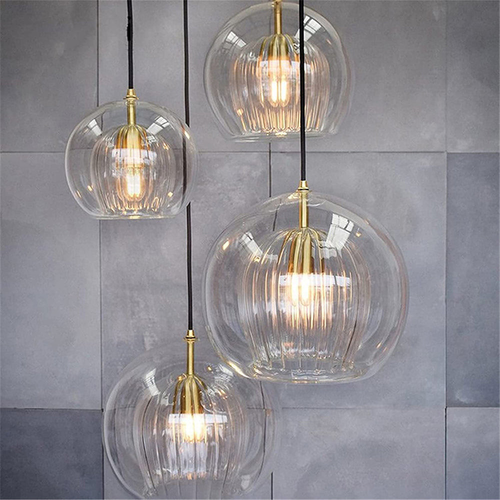Glass Globe Pendant Light 15cm, Clear or Amber