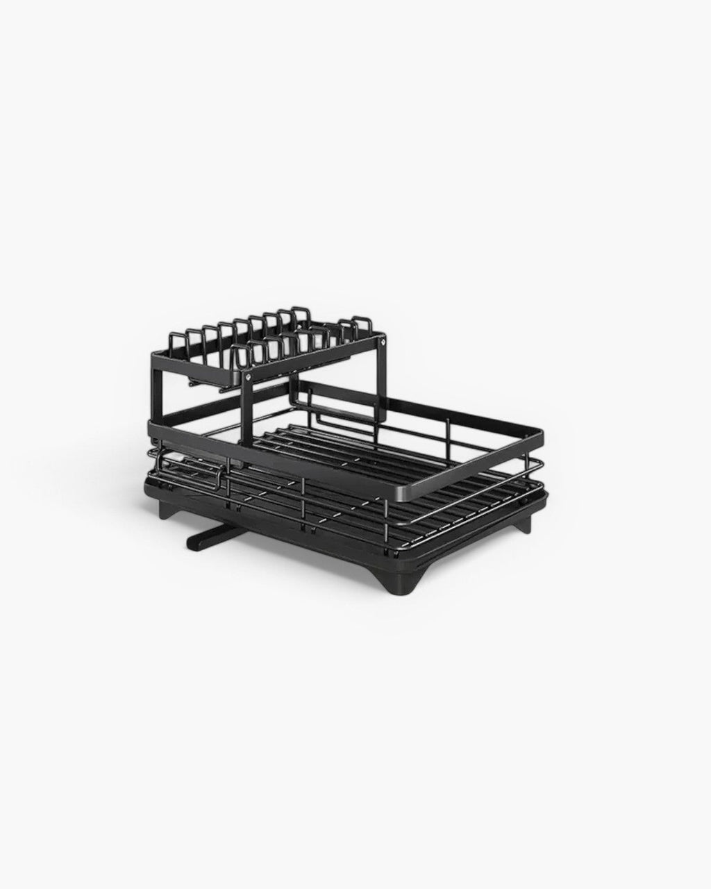 Carbon Steel Dish Rack with 360 Degree Swivel Spout, 1 or 2 Tiers