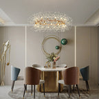Gold Cut Glass Flower Chandelier with Adjustable Drop, E27