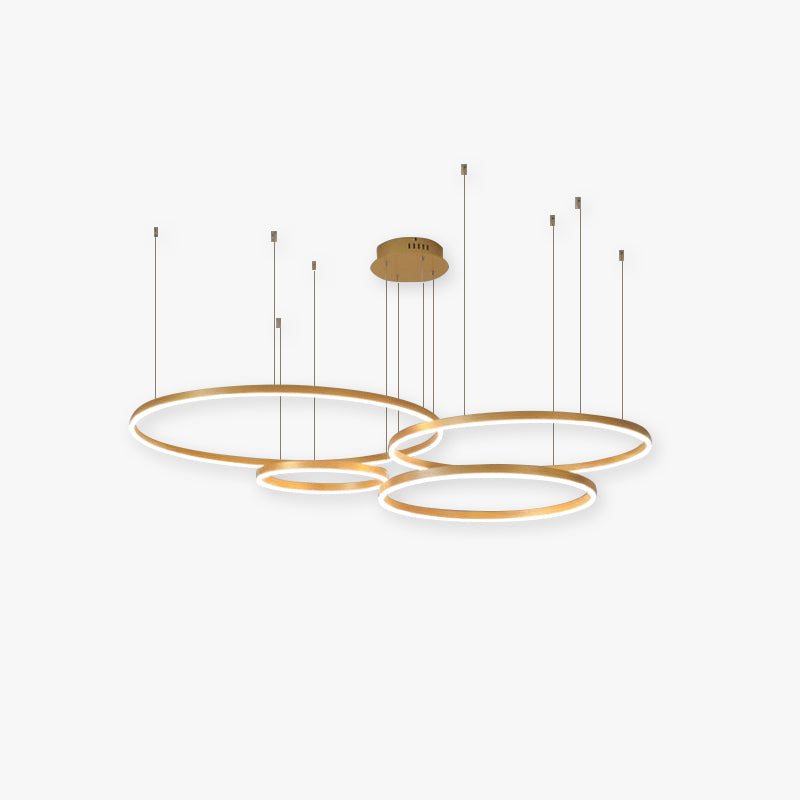 Circular Ring LED Pendant Light, 2-5 Rings, Black, Gold or Brown
